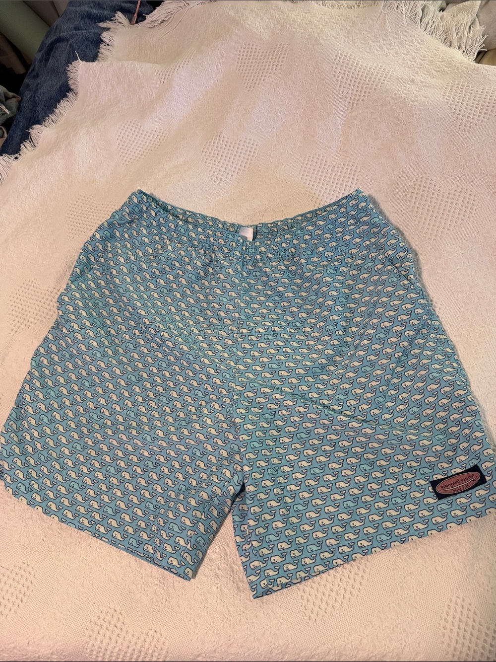 Vineyard Vines Light Blue Whale Print Hybrid Shorts